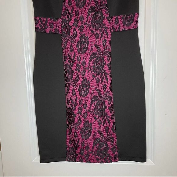Enfocus Petite Bodycon Dress Black and Magenta 8P - Picture 3 of 12